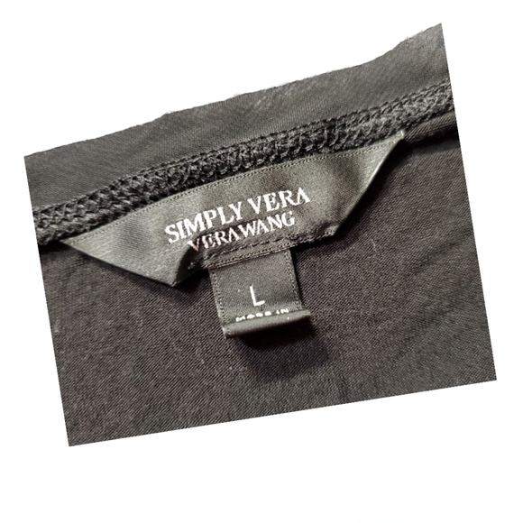 Simply Vera Wang Women's Black Short Sleeve Layered Top Size L - Picture 2 of 3